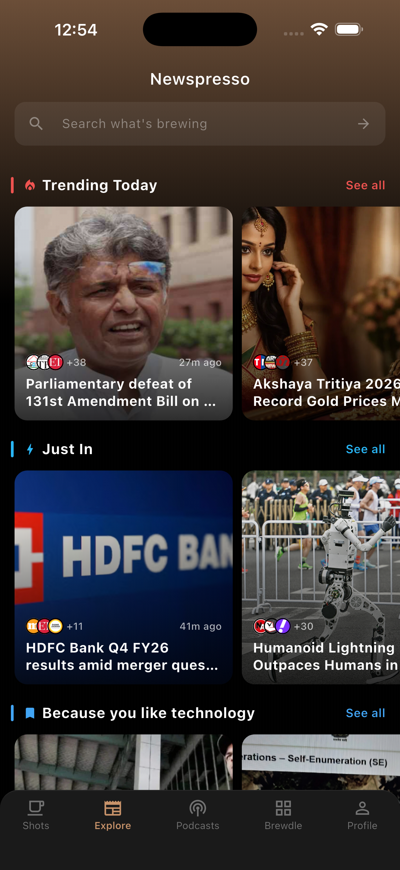 Newspresso App Interface